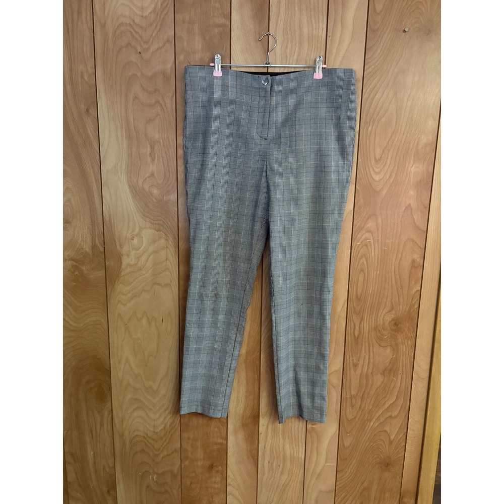 Violets & Roses Grey Glen Plaid Slim Leg Dress Pants Womens Size 16/33 Office